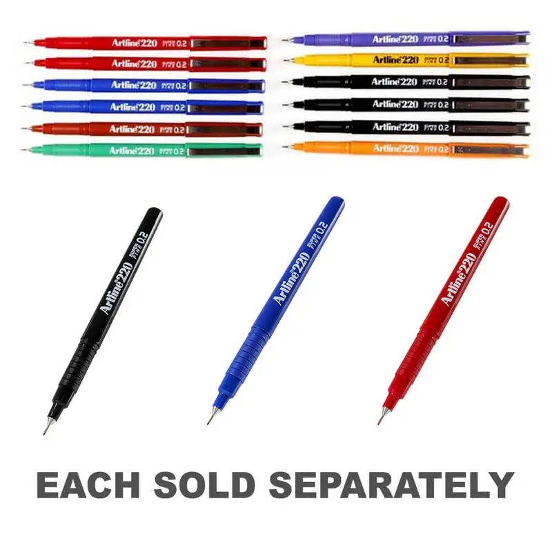Artline Fineliner Superfine Pen 0.2mm (Box of 12)Black