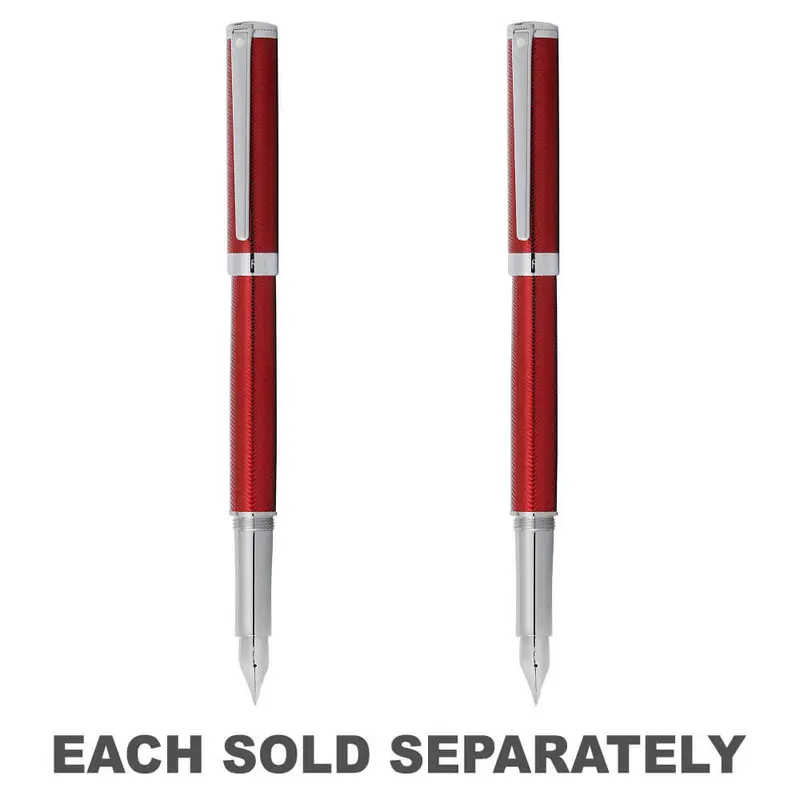 Intensity Engraved Red Fountain Pen w/ Chrome TrimFine