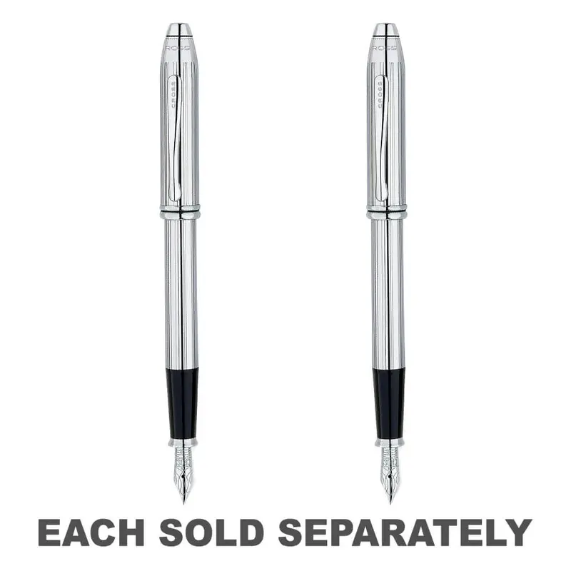 Lustrous Chrome Fountain Pen w/ Glossy Black PVD TrimFine