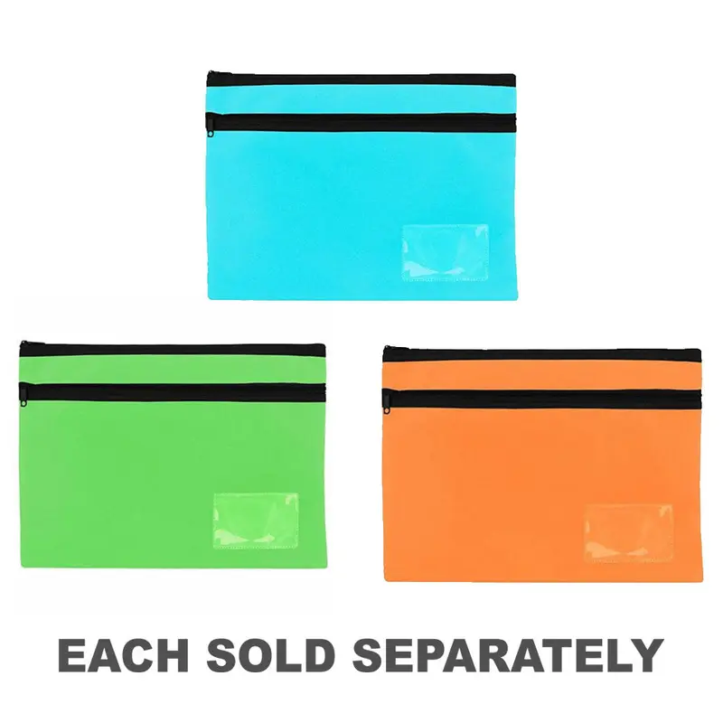 Celco Bright Pencil Case with 2 Zip (345x264mm)Lime Green