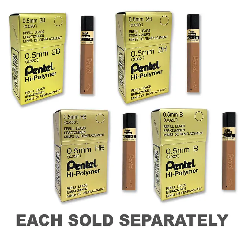 Pentel Hi-Polymer Lead Refill 0.5mm (Box of 12)2B