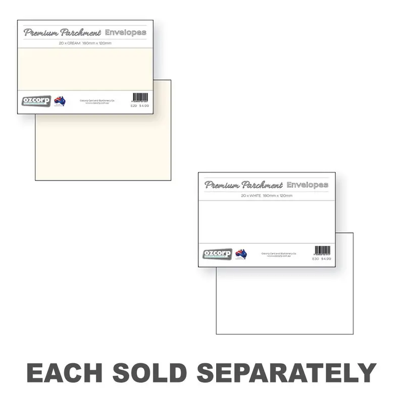 Ozcorp C6 Premium Parchment Envelope 20pcs (18x12cm)Cream