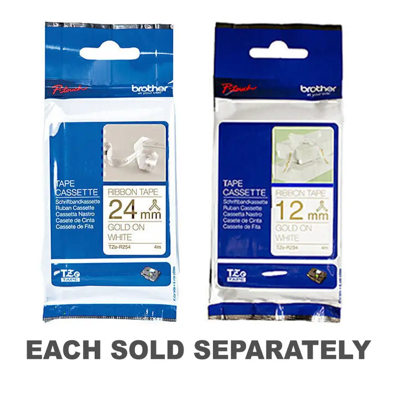 Brother Gold on White Ribbon Tape12mm