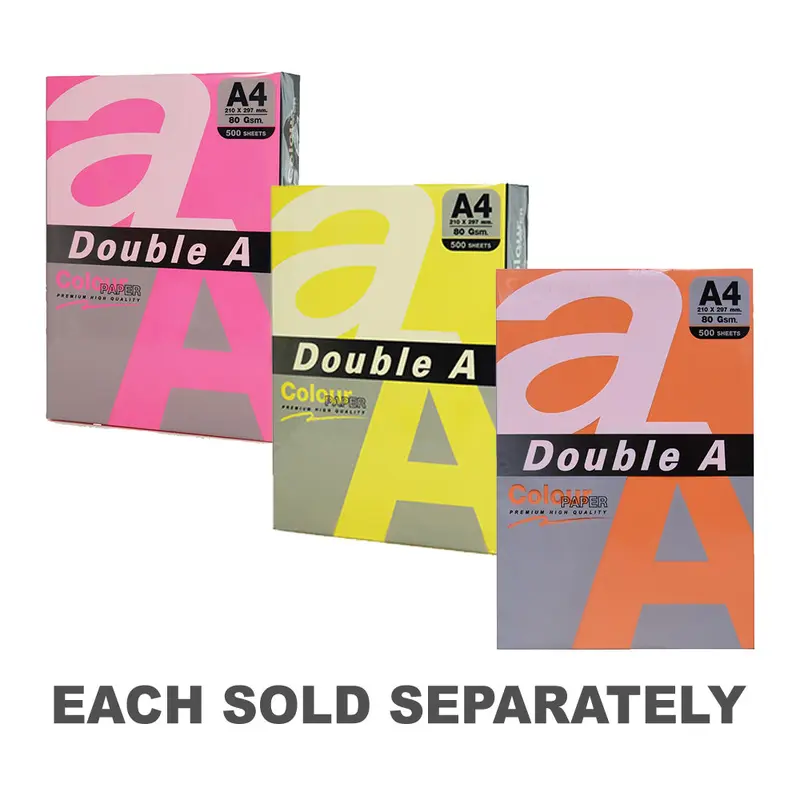 Double A A4 80gsm Deep Colour Copy Paper 500pcsLemon