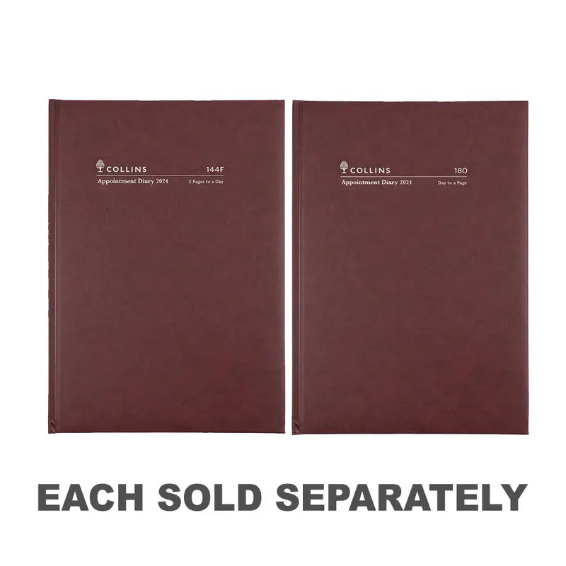 Collins Debden A4 2024 Appointment Diary (Burgundy)2PTD