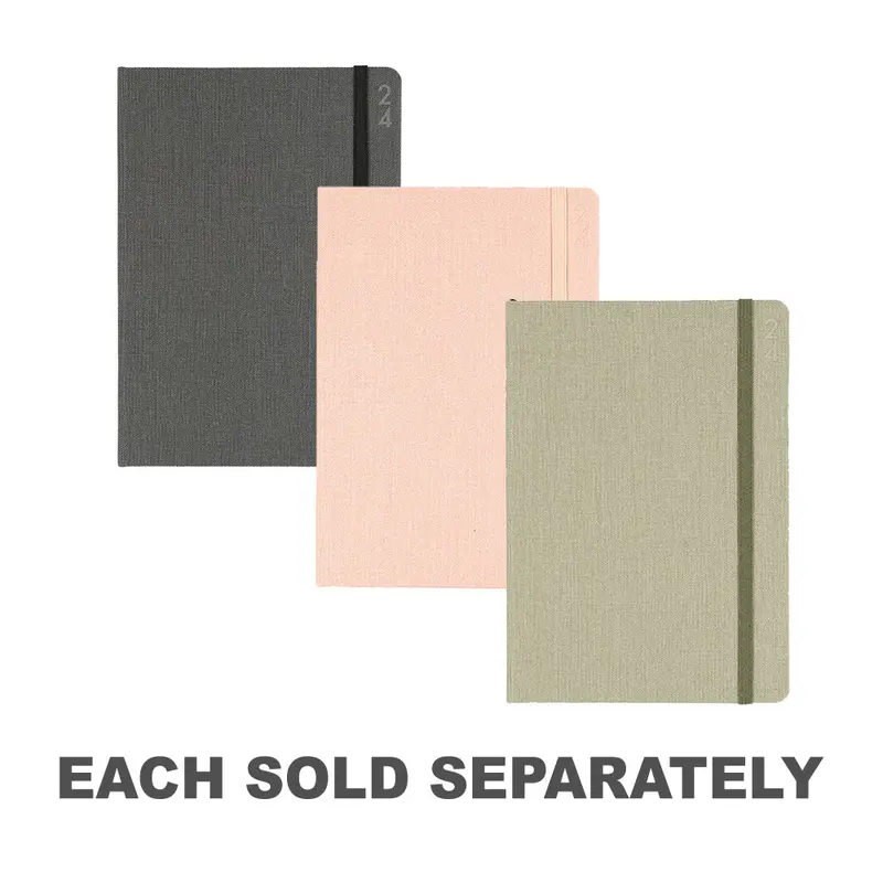 Debden Designer Textured Fabric A5 WTV 2024 DiaryGreen