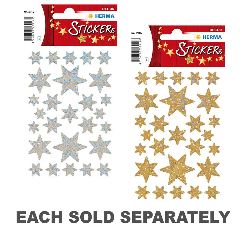 Herma 6-Pointed Stars Pearlized Film Sticker DecorSilver