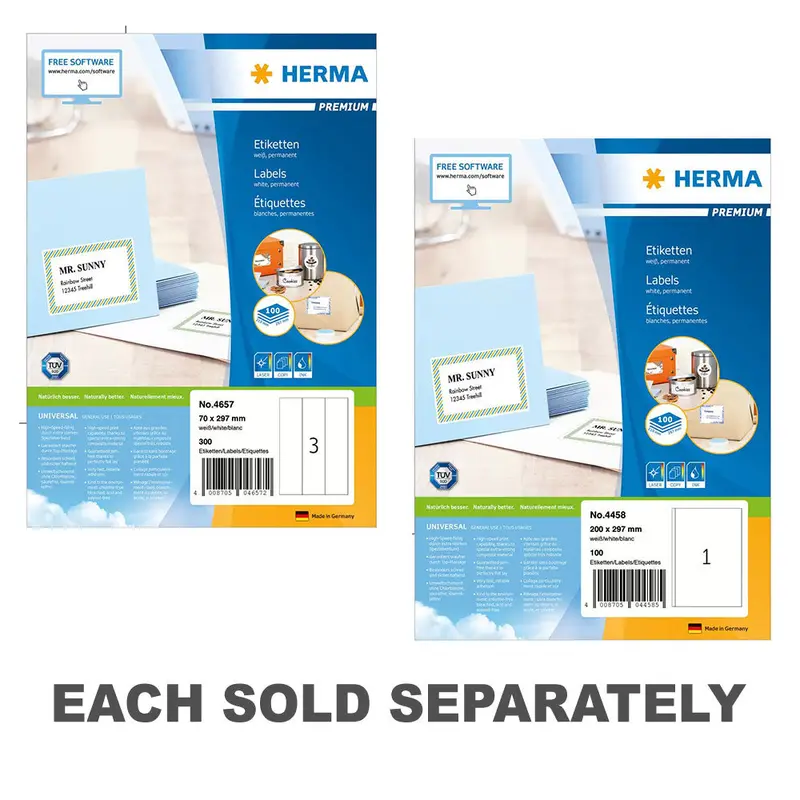 Herma Premium Labels A4 297mm 100pc297x70mm