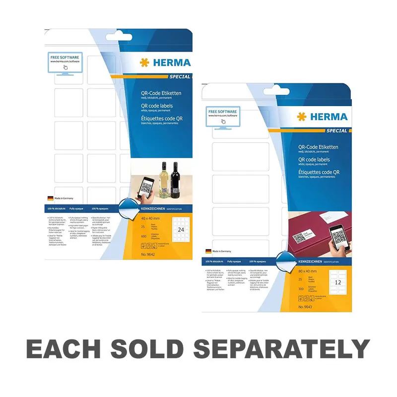 Herma QR Code Opaque Labels A4 25pc (White)40x40mm