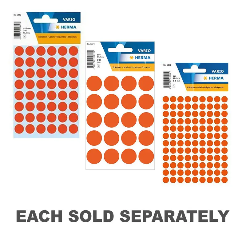 Herma Round Sticker Labels (Red)12mm
