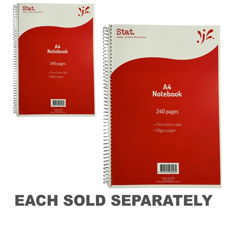 Stat Ruling Board Cover A4 Notebook 240pg (Red)1pc