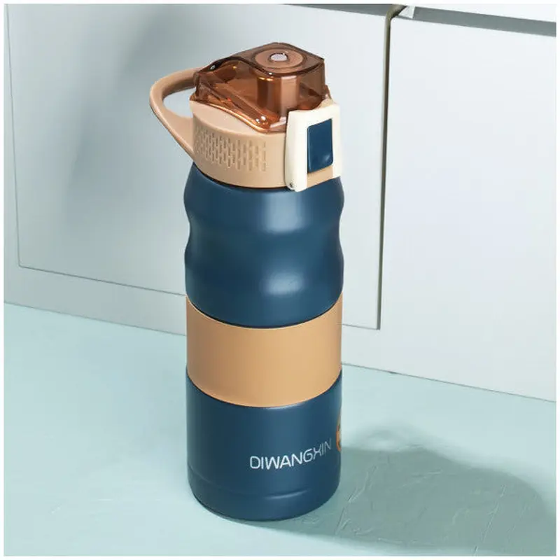 Cooker 1393-2 Stainless Steel Leakproof Double Layer Insulated Tea Coffee Thermos Dark Blue 350 Ml