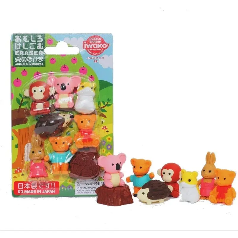 Iwako, Eraser, Animals in Forest, 10 Pieces, Blister Pack, SCERBRI022
