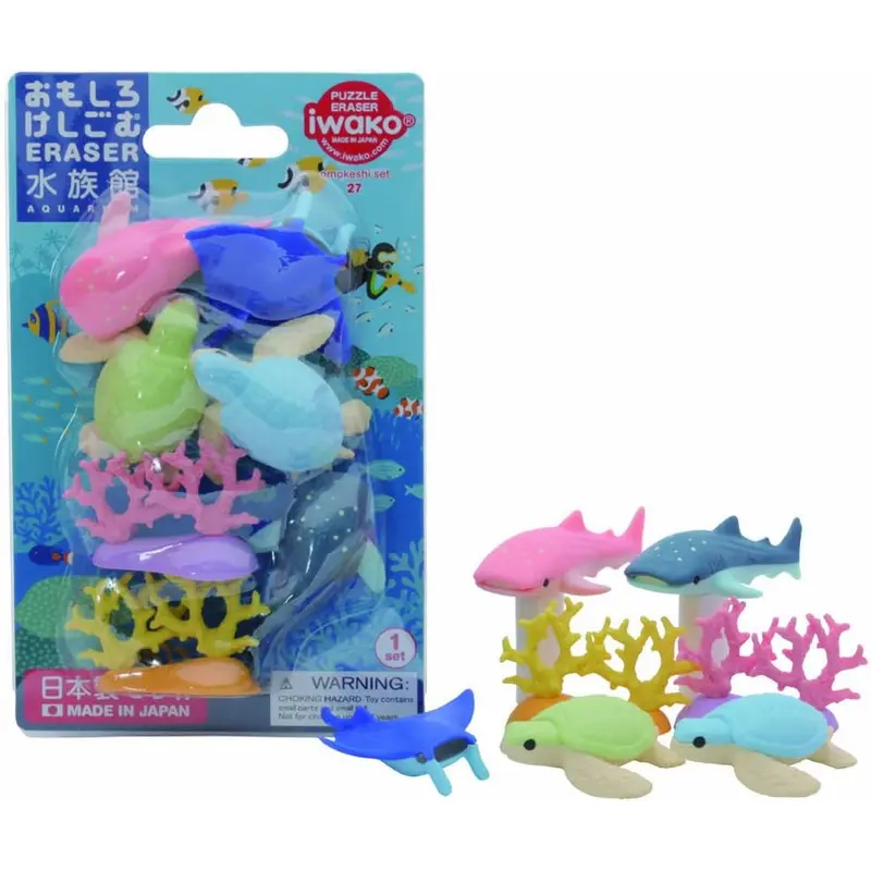 Iwako, Eraser, Aquarium, 10 Pieces, Blister Pack, ER-BRI031