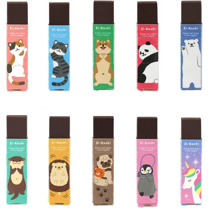 KUTSUWA Eraser Zi-Keshi Pastel Animal 10 Pieces RE040-10P