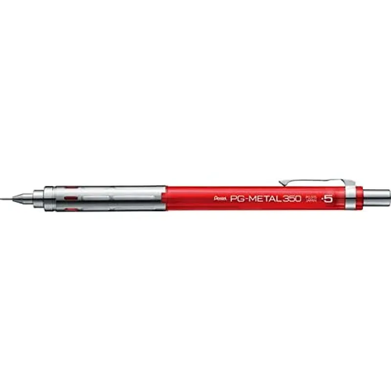 Pentel Mechanical Pencil PG-METAL350 0.5mm, Clear Red, PG315-TB